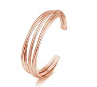 LILIE&WHITE Bracelet Femme Or Rose Manchette Plaqué Triple Rang Hypoallergénique Antidécoloration Ajustable Design Minimaliste Fait Main Cadeau Anniversaire