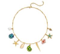 LILIE&WHITE Collier Femme Or à Breloques Maritimes Colorées, Hypoallergénique et Anti-Décoloration, Bijou Original pour Cadeau Estival & Style Bohème