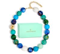 LILIE&WHITE Collier ras du cou coloré à grosses perles pour femme - Collier plastron tendance bohème - Bijoux d'été - Cadeau d'anniversaire pour elle, Moyen, Laiton, Pas de pierre précieuse