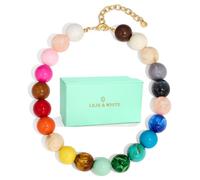 LILIE&WHITE Collier ras du cou coloré à grosses perles pour femme - Collier plastron tendance bohème - Bijoux d'été - Cadeau d'anniversaire pour elle, Moyen, Laiton, Pas de pierre précieuse