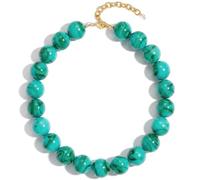 LILIE&WHITE Collier ras du cou coloré à grosses perles pour femme - Collier plastron tendance bohème - Bijoux d'été - Cadeau d'anniversaire pour elle, Moyen, Laiton, Pas de pierre précieuse