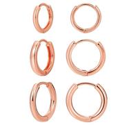 LILIE&WHITE Lot de 3 Boucles d'Oreilles Femme Or Rose - Trois Tailles Minimalistes, Hypoallergéniques, Inaltérables, Élégance Quotidienne, Cadeau Chic