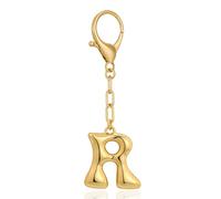 LILIE&WHITE Porte Clé Personnalisé Femme Lettre R Or, Métal Anti-Allergie Sans Nickel, Finition Durable Anti-Décoloration, Mousqueton Sécurisé, Bijou De Sac, Idée Cadeau
