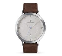 Lilienthal Berlin Zeitgeist All Silver Montre automatique pour homme en acier chirurgical argenté avec mouvement automatique et verre saphir 42,5 mm, Bracelet en cuir marron, 42,5mm, bracelet