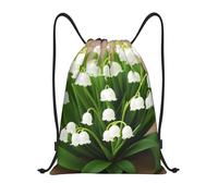 Lilies of the Valley Sac de sport léger avec cordon de serrage - Sac de sport pliable et résistant à l'eau avec bandoulière réglable, idéal pour le sport, le yoga, les voyages et l'école, Noir , M