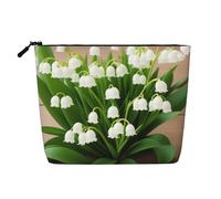 Lilies of The Valley Trousse de maquillage simple couche en lin, légère et mignonne, facile à utiliser, Noir , Taille unique