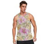 Lilies Pattern William Morris Débardeur athlétique sans manches à séchage rapide pour homme, Motif lys style William Morris, S