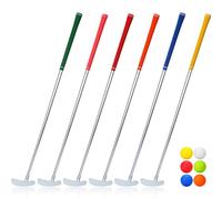 Liliful Lot de 6 putters de Golf bidirectionnels pour Homme et Femme avec 6 balles de Golf pour Enfants droitiers et gauchers, poignée Amovible pour Enfants de 9 à 12 Ans, Adulte Junior (88,9 cm)