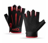 Lilihuimaoyi Gants Cyclisme mi-Doigt Anti-Dérapants, Noir et Rouge | Polyester - silicone | fermeture auto-agrippante, pour cyclisme - sorties estivales - pour l'exercice, pour le cyclisme
