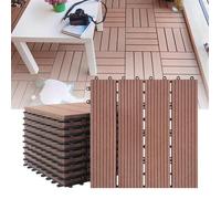 LILIIN 11x Dalles de jardin clipsables en bois composite WPC terracotta 30 x 30 cm Revêtement de sol extérieur-Marron