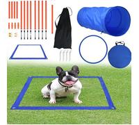 LILIIN Agility Kit d'équipement pour chien avec tunnel pour chien, barres tressées, anneau de saut, barre d'obstacle réglable