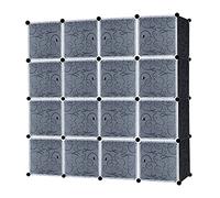 LILIIN Armoire avec système d'étagères portables, 16 cubes, en plastique, à monter soi-même, pour vêtements, livres, jouets, 140 x 140 x 35 cm
