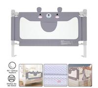 LILIIN Barrière de lit pour enfant réglable en hauteur 200x70x25cm Gris Petit Ours