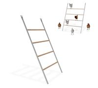 LILIIN Échelle pour poules - Grand perchoir à 4 niveaux en bois et tube galvanisé - Aire de jeux pour poulets - Accessoire pour poulailler - 140 x 105 cm