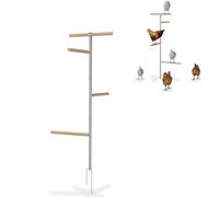 LILIIN Grand perchoir pour poules - Aire de jeu en bois et tube galvanisé - 4 niveaux - Pour volailles d'arrière-cour - Poulailler ferme - 120 x 40 cm