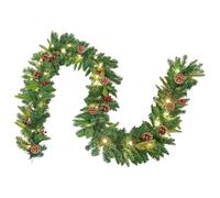 LILIIN Guirlande de Noël de 500 cm - Couronne décorative - Guirlande de Noël avec éclairage 75 LED en PVC - Décoration de Noël - Couronne de sapin avec grandes pommes de pin et baies