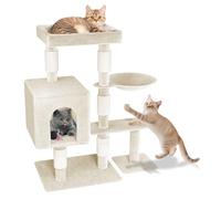 LILIIN Lit d'escalade pour chat avec hamac et possibilités de jeu - Grand chat stable - Jouet pour chat - Type D - Beige