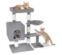 LILIIN Lit d'escalade pour chat avec hamac et possibilités de jeu - Grand chat stable - Jouet pour chat - Type D - Gris