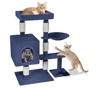 LILIIN Lit d'escalade pour chat avec hamac et possibilités de jeu - Grand chat stable - Jouet pour chat - Type D - Bleu