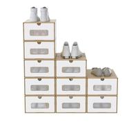 LILIIN Lot de 10 boîtes à chaussures empilables en papier kraft - Avec couvercle et fenêtre transparente