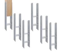 LILIIN Lot de 6 supports de poteau en H - Ancrage en H - Barres d'ancrage en acier - 600 mm de longueur - Épaisseur du matériau : 5 mm - Pour poteaux, clôture, abris de voiture, maisons sur pilotis (6