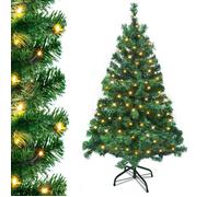 LILIIN Sapin de Noël Artificiel 210cm Vert - Arbre Automatique avec Pointes Blanches Lumineuses et Éclairage Intégré