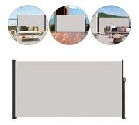 LILIIN Store Latéral Brise Vue Rétractable Polyester Post en Aluminium pour Jardin Terrasse, 180x300cm, Gris clair