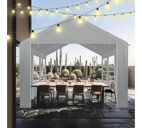 LILIIN Tonnelle de jardin 3 x 6 m - Panneaux latéraux - Barres en acier galvanisé et bâche en polyéthylène - Protection UV et étanche - Pour fête, étals de marché, jardin, camping, gris