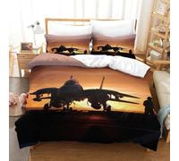 LILIlaobiao 3D Imprimé Microfibre Literie F-14 Bombcat Linge De Lit avec Fermeture Éclair, King（220x240cm） Housse De Drap Carrier-Based Fighter pour Adultes Enfants
