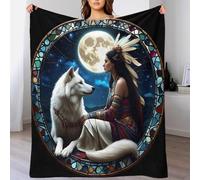 LILIlaobiao 40x50inch(100x130cm) Amérindien Couverture Plaid Polaire Super Chaude, Plaid Fausse Fourrure Haute Qualité, Style De Bulle Confortable, Ultra Douce Et Duveteuse Mohicans Blanket