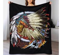 LILIlaobiao 40x50inch(100x130cm) Amérindien Couverture Plaid Polaire Super Chaude, Plaid Fausse Fourrure Haute Qualité, Style De Mohicans Confortable Blanket, Ultra Douce Et Duveteuse