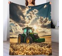 LILIlaobiao 70x80inch(180x200cm) Couverture avec Motif FT Tracteur Plaid Polaire Super Chaude, Fausse Fourrure Haute Qualité, Poil Confortable, Plaid Canape, Ultra Douce Et Duveteuse Blanket Johndeer
