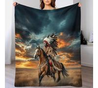 LILIlaobiao 70x80inch(180x200cm) Couverture Douillette pour 4 Seasons Amérindien pour Le Camping, Super Douce Et Moelleuse Mohicans Couverture Et Chaude, Lit, Canapé, Cadeau pour Garçons Et Filles