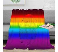 LILIlaobiao 70x80inch(180x200cm) Rainbow Flag Couverture Plaid Polaire Super Chaude, Plaid Fausse Fourrure Haute Qualité, Style De LGBTQ Fingerprint Confortable Blanket, Ultra Douce Et Duveteuse