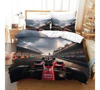 LILIlaobiao Aide Au Sommeil Ferrariii Parure De Lit Confortable Housse De Couette Chaleur Résistant À La Décoloration Formula Racing Literie, Hygroscopique Linge De Lit Double（200x200cm）