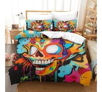 LILIlaobiao Aide Au Sommeil Graffiti Parure De Lit Confortable Housse De Couette Chaleur Résistant À La Décoloration Doodles Literie, Hygroscopique Linge De Lit Double（200x200cm）