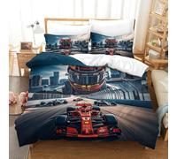 LILIlaobiao Aide Au Sommeil Parure De Lit De Ferrarii Racing Thèmes, Douce Formulaone Housse De Couette King（220x240cm）, Confortable Linge De Lit Lavable Résistant À l'usure
