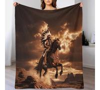 LILIlaobiao Amérindien Plaid Non Chauffant en Velours Pelucheux Mohicans Couverture Jetée De Canapé, 70x80inch(180x200cm) Couverture Polaire Poids Lourd (Doux Sherpa & Peluche)