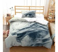 LILIlaobiao Anti - Allergique Dragon Blanc Parure De Lit, Microfibre Douce Literie Single（135x200cm） Chinese Dragon Housse De Drap Hygroscopique Linge De Lit