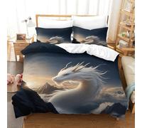 LILIlaobiao Anti - Allergique Loong Parure De Lit Microfibre Douce Literie Différentes Tailles Le Le Dragon Blanc Housse De Drap Hygroscopique Linge De Lit Double（200x200cm）