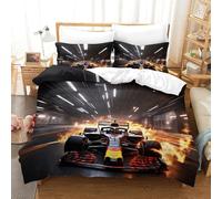 LILIlaobiao Anti - Allergique Racing Parure De Lit, Microfibre Douce Literie King（220x240cm） Formulaone Housse De Drap Hygroscopique Linge De Lit