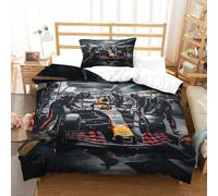 LILIlaobiao Bull Racing Perform A Pit Stop Fermeture À Glissière Parure De Lit, Doux Et Souple Formulaone Linge De Lit, Finesse Literie Lavable Housse De Couette Single（135x200cm）