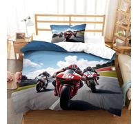 LILIlaobiao Course de Moto Literie Set Soft Microfibre Motorcycle Ensemble De Linge De Lit, Parure De Lit Linge De Lit pour Adultes Enfants Hypoallergénique Doux Et Souple Single（135x200cm）