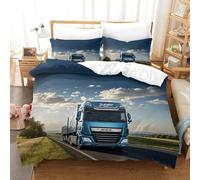LILIlaobiao Fermeture À Glissière Lorry Modèle Parure De Lit Microfibre Douce Literie Confortable Camion Housse De Couette Respirant Luxe Linge De Lit Double（200x200cm）