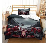 LILIlaobiao Ferrarii Modèle Housse De Drap, Lavable FormulaOne Perform A Pit Stop Housse De Couette Single（135x200cm）, Microfibre Douce Linge De Lit Finesse Literie Hygroscopique Parure De Lit