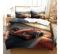 LILIlaobiao Ferrariii Géométrique Imprimé Microfibre Literie Formula Racing Linge De Lit avec Fermeture Éclair Housse De Drap pour Adultes Enfants Doux Et Souple King（220x240cm）