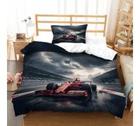 LILIlaobiao Ferrariii Linge De Lit Fermeture Éclair Cachée Literie Microfibre Douce Housse De Couette Doux Et Souple Formula Racing Parure De Lit Respirant Comfort Cover Single（135x200cm）