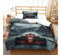 LILIlaobiao Ferrariii Parure De Lit Fermeture Éclair Cachée Literie avec Taies d'oreiller Formula Racing Housse De Couette Finesse Linge De Lit Hygroscopique Comfort Cover Single（135x200cm）
