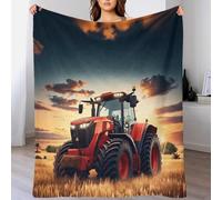LILIlaobiao Grande FT Tracteur Couverture Polaire en Flanelle Ultra Douce Et Chaude pour Chambre À Coucher, Lit Simple, Canapé, 60x80inch(150x200cm) Johndeer Couverture Sherpa Polaire