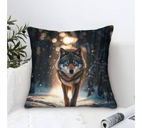 LILIlaobiao Housse De Coussin Solitaire Loup 40x40cm, Alpha Pair Home Polyester Lin Décoratif Taie d'oreiller pour Canapé Maison Jardin Extérieur Décoration